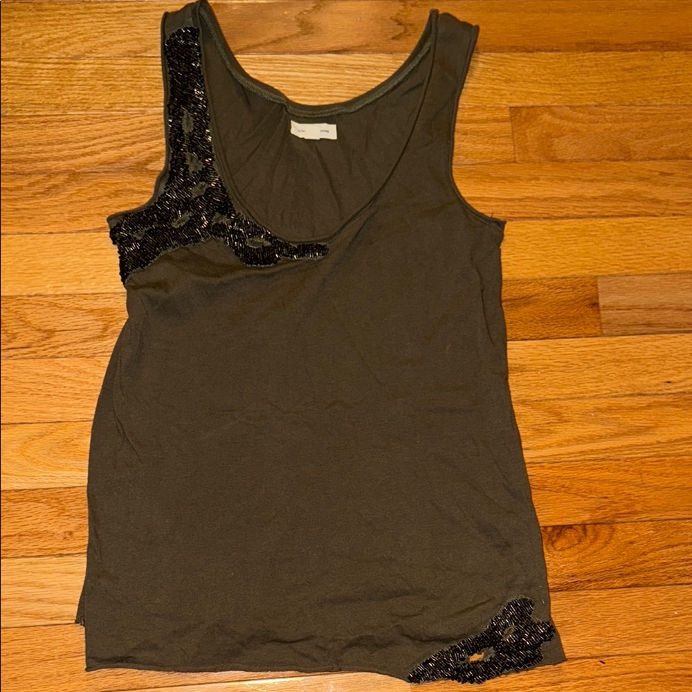 Silence + Noise XS Olive Green Sequin Embellished Women's Top